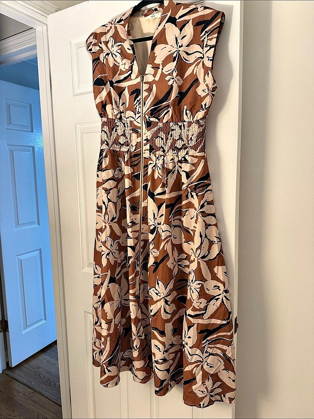 Fossil Floral Midi Dress in Brown & Black